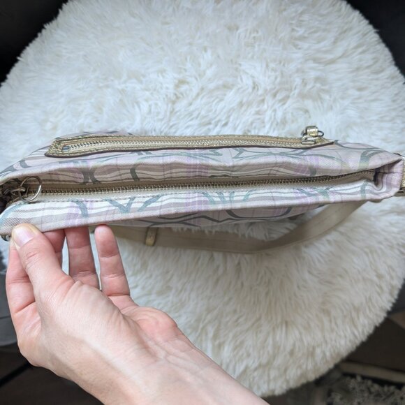 Coach, Tartan Plaid Cream Lavender Grey Signature Fabric Crossbody Bag - Picture 11 of 16